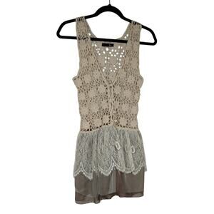 Ryu Crochet/Lace Top - Size S (est.) - GUC